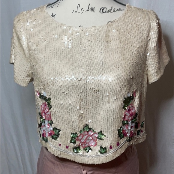 BHLDN Pallavi Mohan- Sequin Tahlia Blush Top - Picture 3 of 6